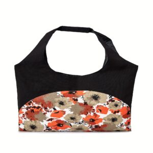 black printed tote bag
